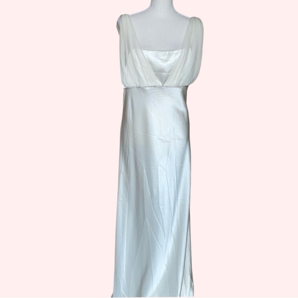 Fiesta Dresses & Skirts - Fiesta Cream Ivory Satin Chiffon Rhinestone Column Formal Prom Bridal Dress XLG